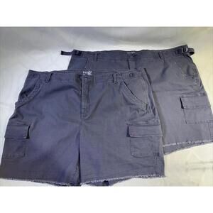 Terra & Sky Lot Of 2  Plus Sz 26W Distressed Frayed Hem Cargo Shorts Gray